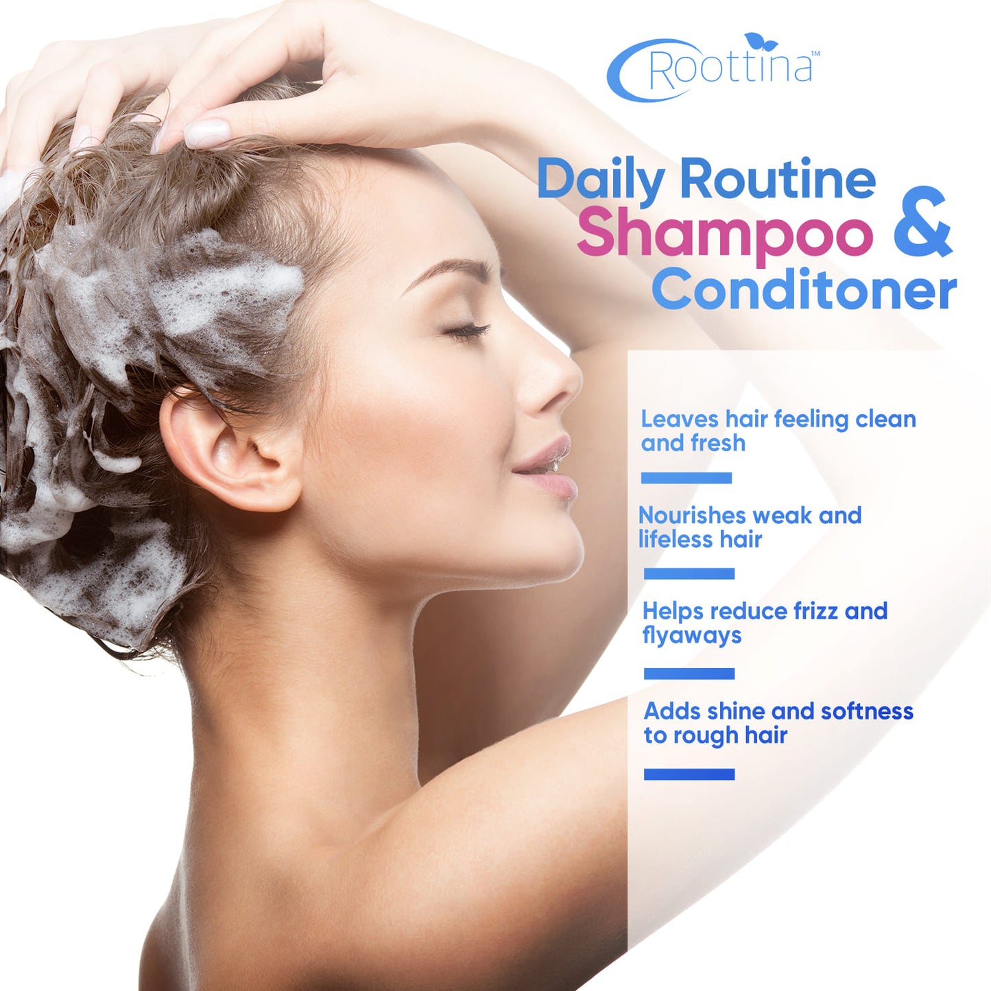 Roottina Daily Routine Shampoo and Conditioner for Women Hair Loss (16 fl oz x 2)